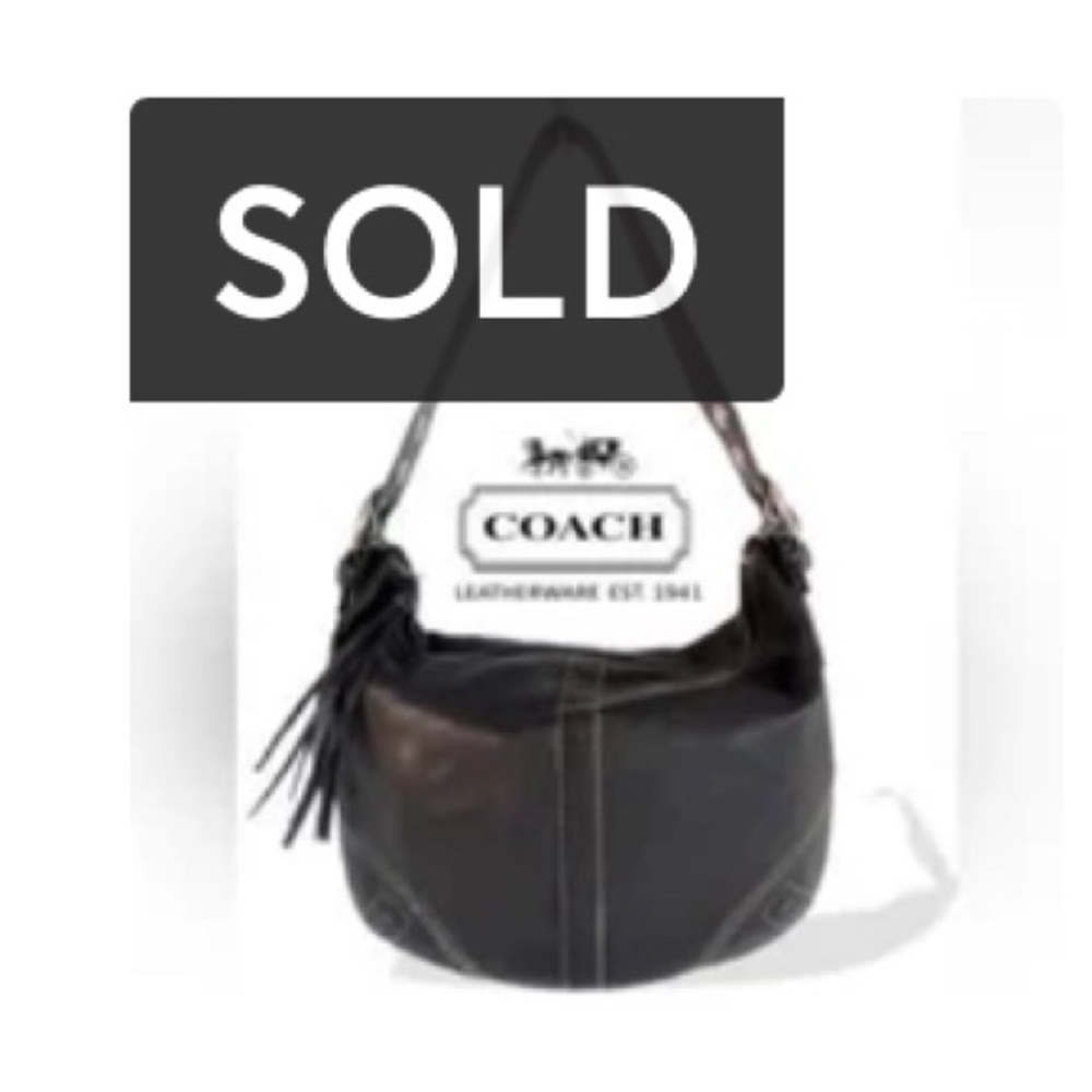 vintage Coach Large Soho Hobo Black Leather Shoulder Bag